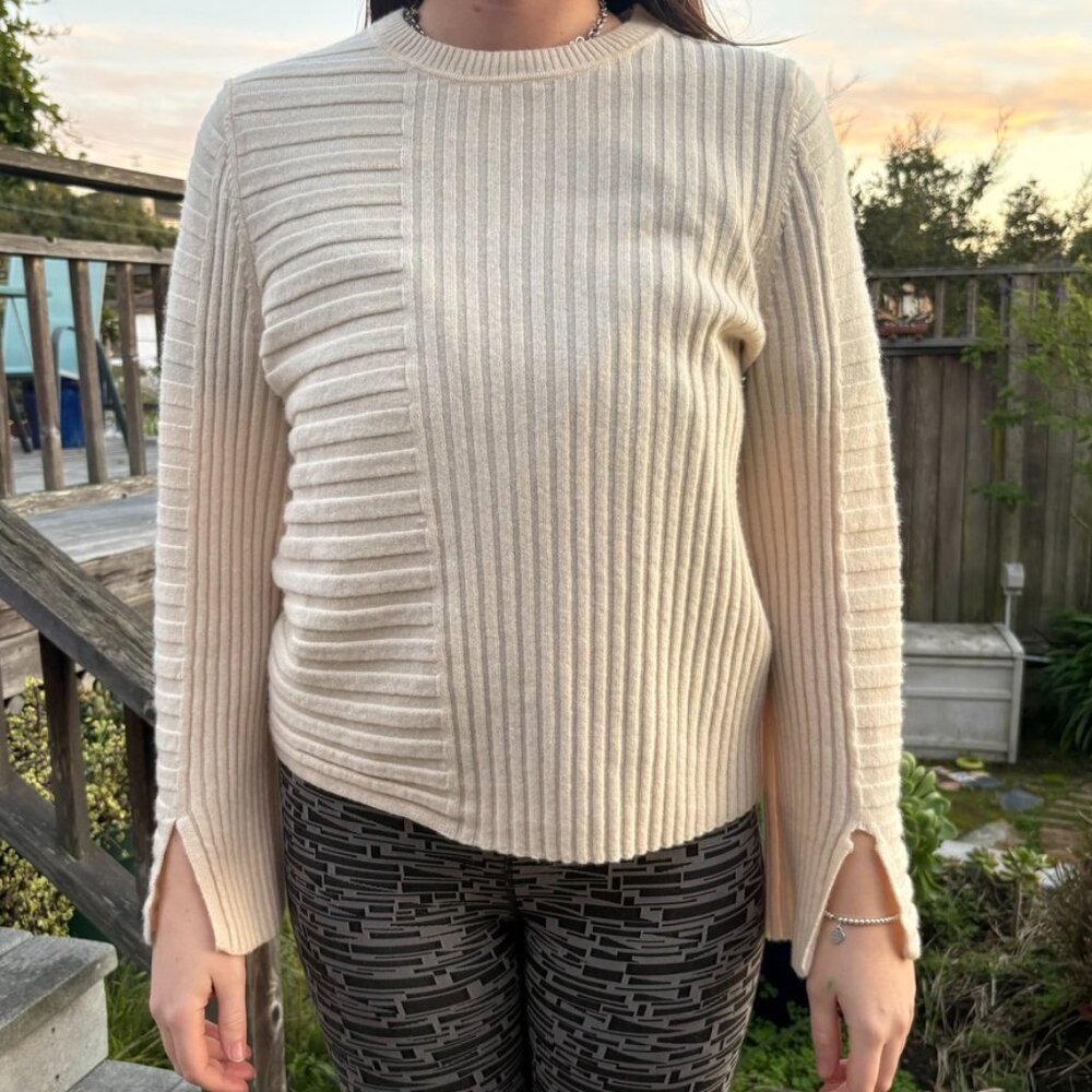 Equipment Emmaline Rib Wool & Cashmere Sweater Cream Ivory